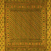 Square Machine Washable Southwestern Yellow Country Rug, wshtr2762yw