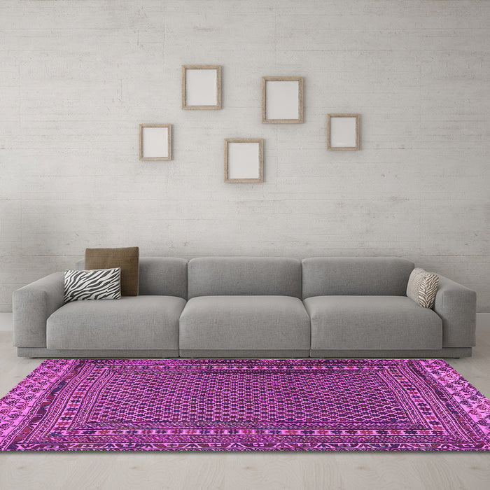 Machine Washable Southwestern Purple Country Area Rugs in a Living Room, wshtr2762pur
