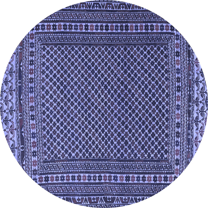 Round Machine Washable Southwestern Blue Country Rug, wshtr2762blu