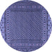 Round Machine Washable Southwestern Blue Country Rug, wshtr2762blu