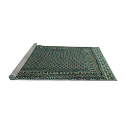 Sideview of Machine Washable Southwestern Light Blue Country Rug, wshtr2762lblu