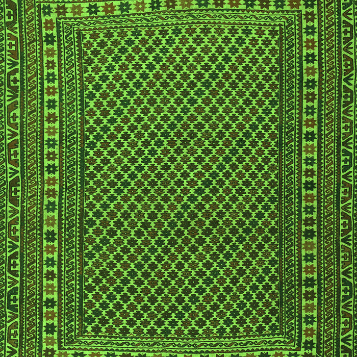 Serging Thickness of Machine Washable Southwestern Green Country Area Rugs, wshtr2762grn