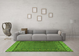Machine Washable Southwestern Green Country Area Rugs in a Living Room,, wshtr2762grn