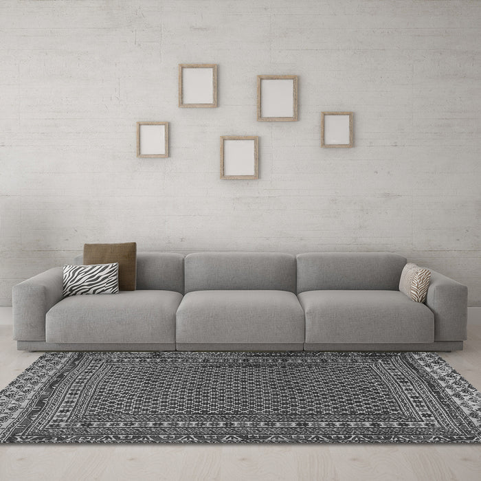 Machine Washable Southwestern Gray Country Rug in a Living Room,, wshtr2762gry