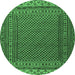 Round Southwestern Emerald Green Country Rug, tr2762emgrn