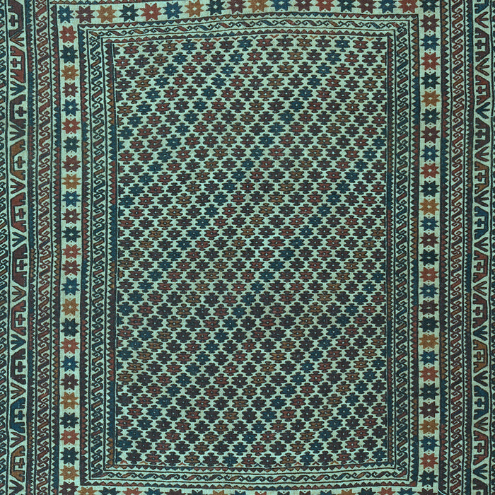 Machine Washable Southwestern Light Blue Country Rug, wshtr2762lblu