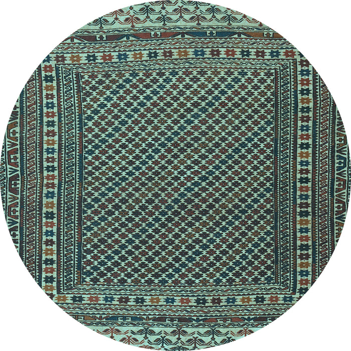 Round Southwestern Light Blue Country Rug, tr2762lblu