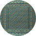 Round Southwestern Light Blue Country Rug, tr2762lblu