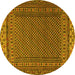 Round Southwestern Yellow Country Rug, tr2762yw