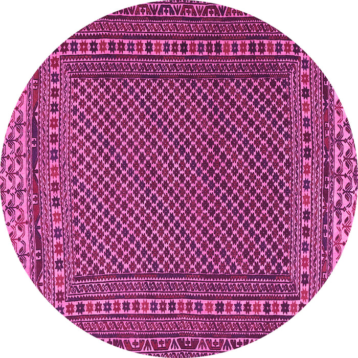 Round Machine Washable Southwestern Pink Country Rug, wshtr2762pnk