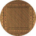 Round Southwestern Brown Country Rug, tr2762brn