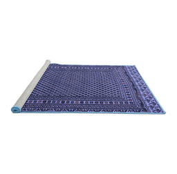 Sideview of Machine Washable Southwestern Blue Country Rug, wshtr2762blu