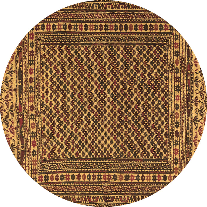 Round Machine Washable Southwestern Brown Country Rug, wshtr2762brn