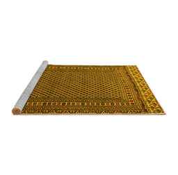 Sideview of Machine Washable Southwestern Yellow Country Rug, wshtr2762yw