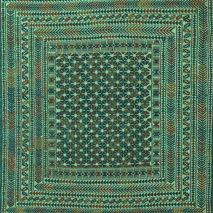 Machine Washable Southwestern Turquoise Country Area Rugs, wshtr2763turq