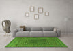 Machine Washable Southwestern Green Country Area Rugs in a Living Room,, wshtr2763grn