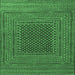 Square Machine Washable Southwestern Emerald Green Country Area Rugs, wshtr2763emgrn