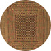 Round Machine Washable Southwestern Brown Country Rug, wshtr2763brn