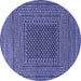 Round Southwestern Blue Country Rug, tr2763blu