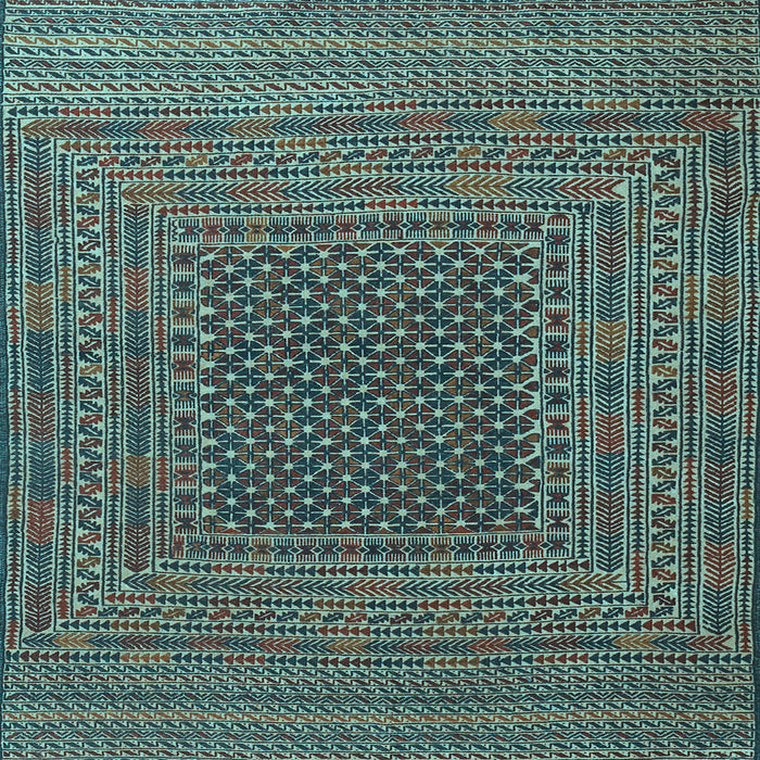 Square Southwestern Light Blue Country Rug, tr2763lblu