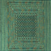 Square Machine Washable Southwestern Turquoise Country Area Rugs, wshtr2763turq