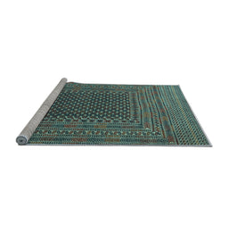 Sideview of Machine Washable Southwestern Light Blue Country Rug, wshtr2763lblu