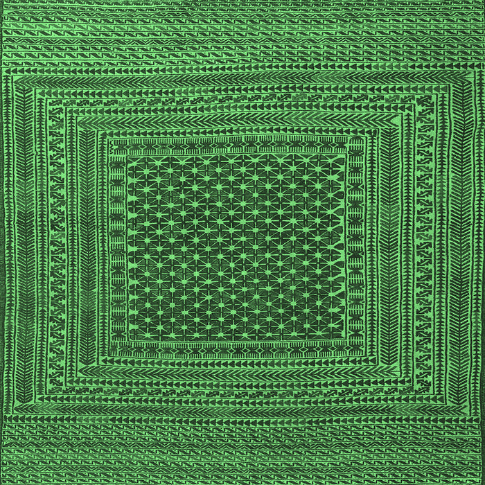 Square Southwestern Emerald Green Country Rug, tr2763emgrn