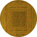 Round Southwestern Yellow Country Rug, tr2763yw