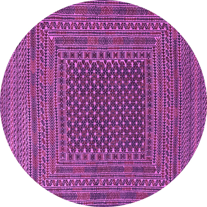 Round Machine Washable Southwestern Purple Country Area Rugs, wshtr2763pur