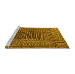 Sideview of Machine Washable Southwestern Yellow Country Rug, wshtr2763yw