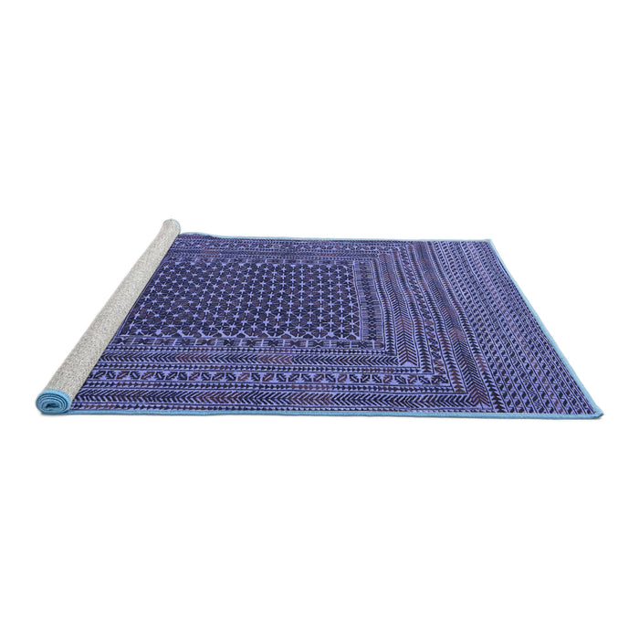 Sideview of Machine Washable Southwestern Blue Country Rug, wshtr2763blu