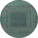 Round Southwestern Light Blue Country Rug, tr2763lblu