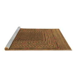 Sideview of Machine Washable Southwestern Brown Country Rug, wshtr2763brn