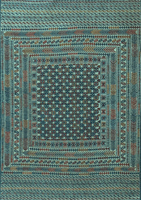 Southwestern Light Blue Country Rug, tr2763lblu