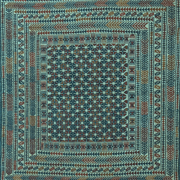 Southwestern Light Blue Country Rug, tr2763lblu