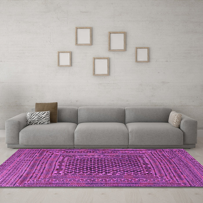 Machine Washable Southwestern Purple Country Area Rugs in a Living Room, wshtr2763pur