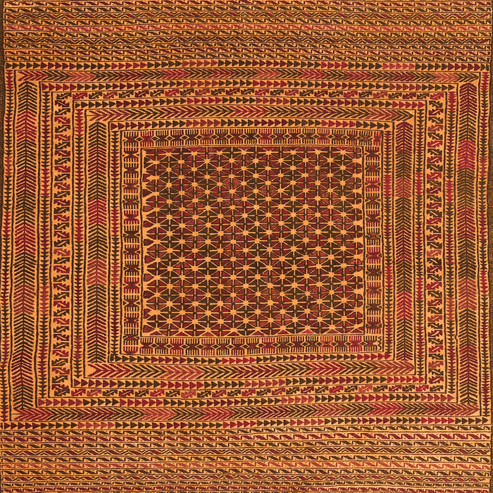 Round Machine Washable Southwestern Orange Country Area Rugs, wshtr2763org