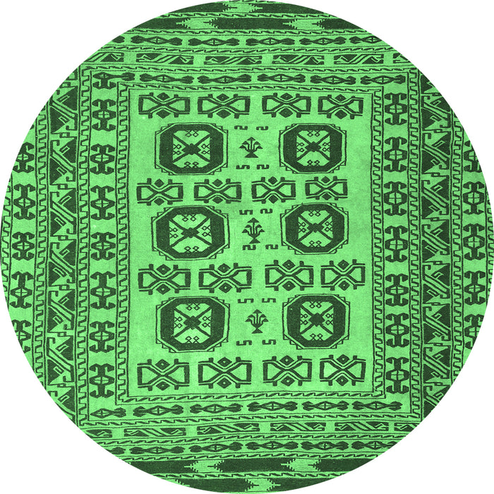 Round Persian Emerald Green Traditional Rug, tr2764emgrn
