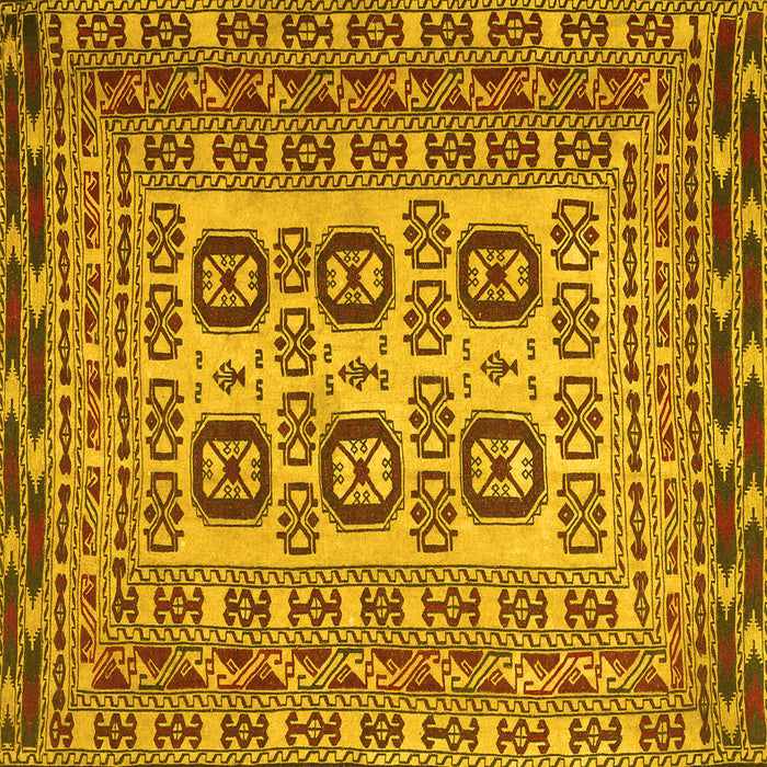 Square Machine Washable Persian Yellow Traditional Rug, wshtr2764yw