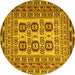 Round Machine Washable Persian Yellow Traditional Rug, wshtr2764yw