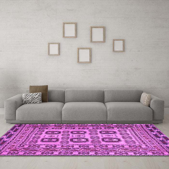 Machine Washable Persian Purple Traditional Area Rugs in a Living Room, wshtr2764pur