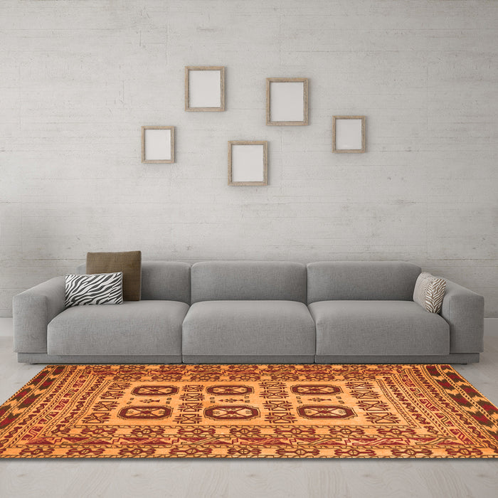 Machine Washable Persian Orange Traditional Area Rugs in a Living Room, wshtr2764org