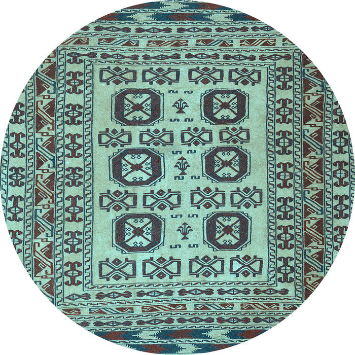 Round Machine Washable Persian Light Blue Traditional Rug, wshtr2764lblu
