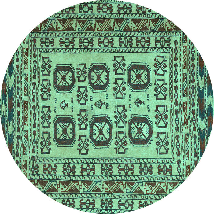 Round Persian Turquoise Traditional Rug, tr2764turq