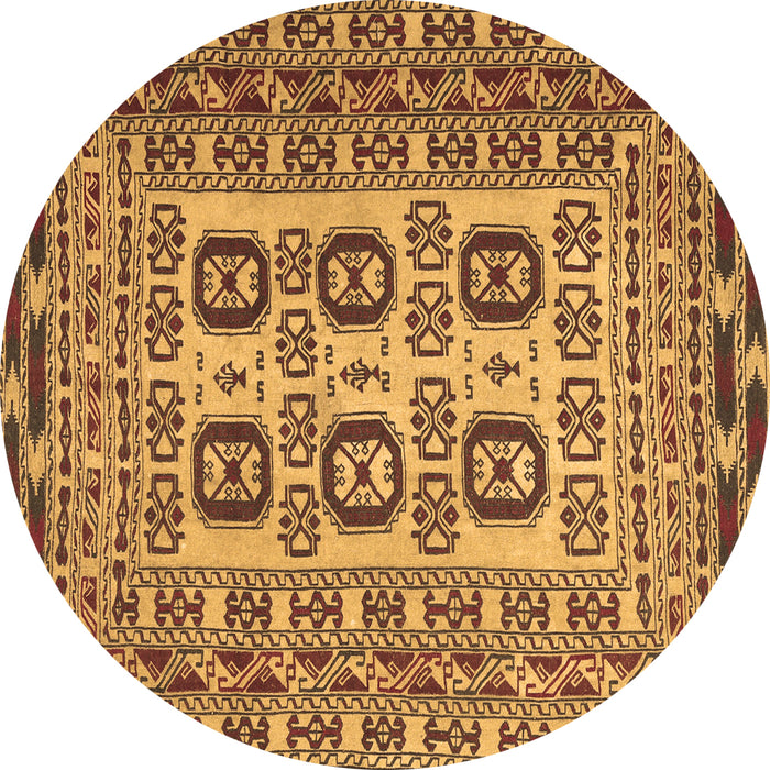 Round Persian Brown Traditional Rug, tr2764brn