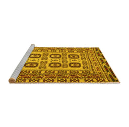 Sideview of Machine Washable Persian Yellow Traditional Rug, wshtr2764yw