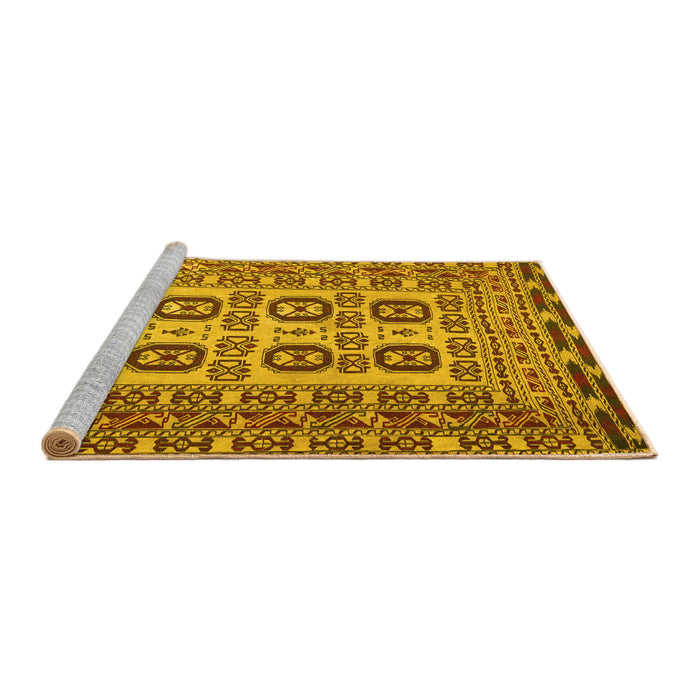 Sideview of Machine Washable Persian Yellow Traditional Rug, wshtr2764yw