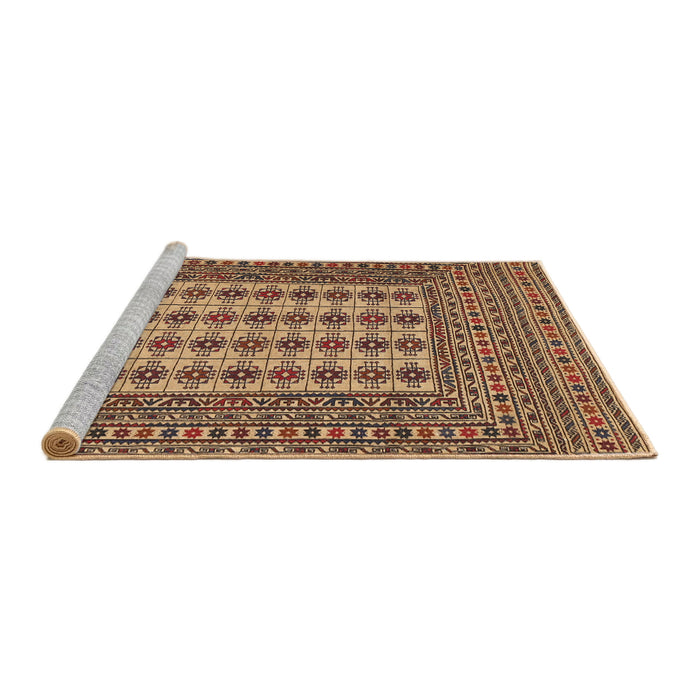 Sideview of Machine Washable Traditional Sand Brown Rug, wshtr2765