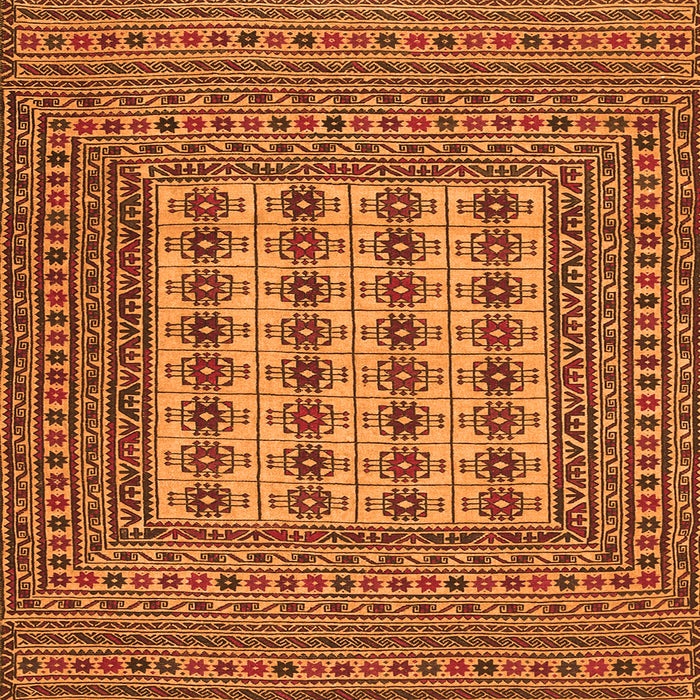 Round Machine Washable Persian Orange Traditional Area Rugs, wshtr2765org
