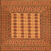 Round Machine Washable Persian Orange Traditional Area Rugs, wshtr2765org